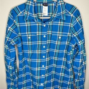 Patagonia Blue and White Plaid Shirt